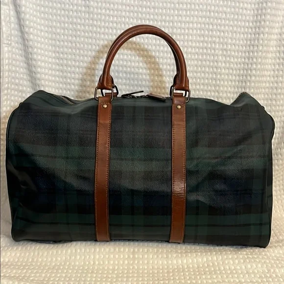 RALPH LAUREN Black Watch Plaid Boston Weekend Travel Duffle Doctors Bag 48CM - Picture 2 of 11